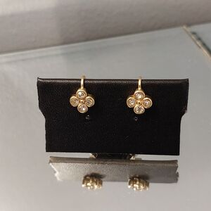 Nina Ricci Goldtone Crystal Clip On Stud Earrings VINTAGE